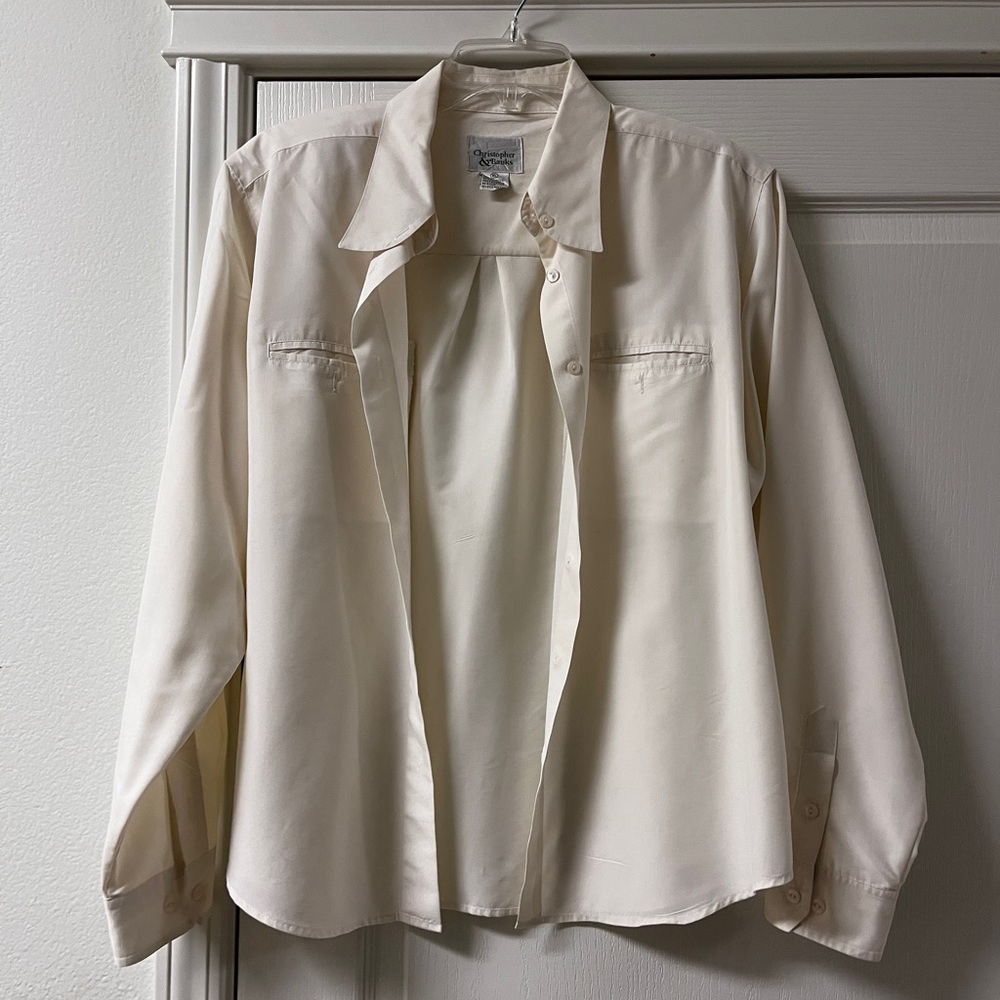 Christopher & Banks Ivory Button-Up Blouse